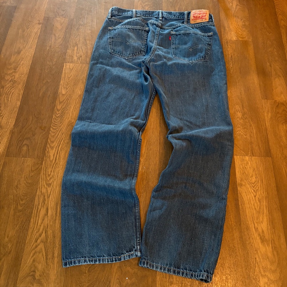 Vintage Y2K Grunge Style Levi's 569 Dark Wash Faded Skater Fit Jeans